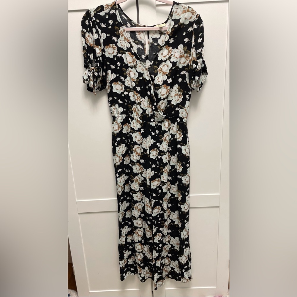 Kori Black Floral Capri jumpsuit